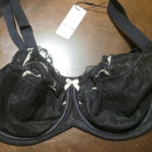 Chic Black Lace Underwire Bra 34DDD